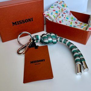 MISSONI  Striped Knotted Keychain In Green NWT